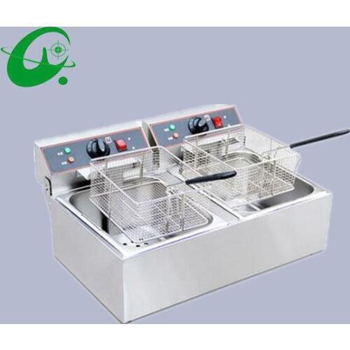 Stainless steel 12L Commercial electric deep fryer double cylinder electric counter top fryer double control oil free deep fryer