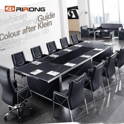 Customzied Rectangle 2.4m Black Color Office Conference Meeting Room Office Meeting Table for 6 people