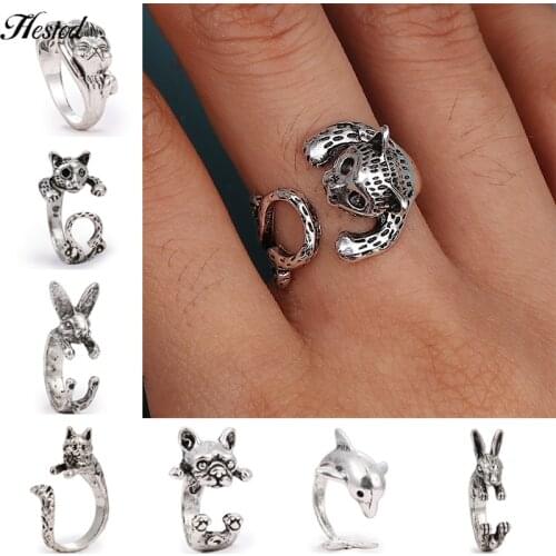 Handmade Adjustable Vintage Hippie Rabbit Dolphin Bunny Animal Knuckles Rings Silver Plated For Women Girls Gift Fashion Jewelry