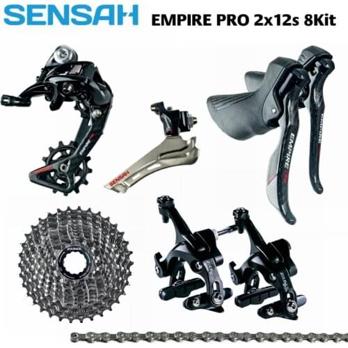SENSAH EMPIRE PRO 2x12 Speed, 24s Road Groupset, R/L Shifter + R/F Derailleurs + ZRACE Cassette / Chains / Brake, Carbon Fiber
