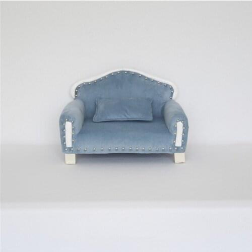 Blue Newborn Posing Sofa Photography Props Vintage Newborn Bed Baby Boy Cradles Studio Photo Props