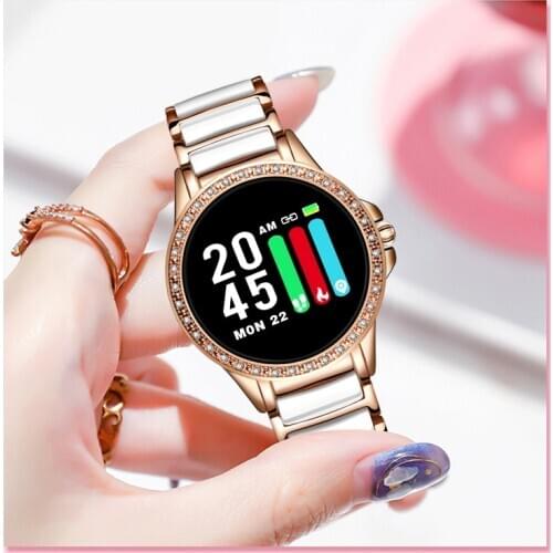 LIGE Woman Smart Watch Waterproof Sport Fitness Tracker Heart Rate Blood Pressure for iOS Android Ceramic Strap smartwatch Women