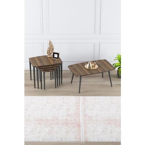 Modern Telwe Series Mdf 1. Grade Zigon And Medium Coffee table Set Walnut Tk coffe table