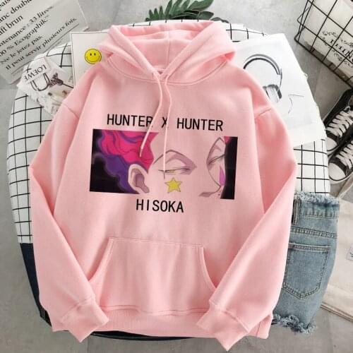 Hunter X Hunter Harajuku Hisoka Oversized Sweatshirt Anime Hoodie Man Hoodies Men Clothing Pink Streetwear Autumn Clothes Women