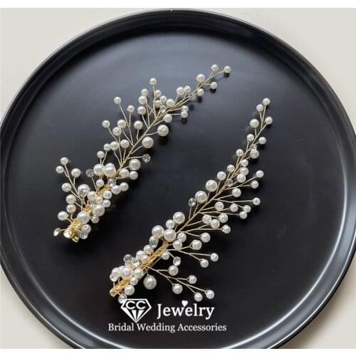 CC Hairgrips Women Accessory Wedding Hairwear Bridal Headdress Engagement Jewelry Pearl Hair Clips Simple Design Decoration M241