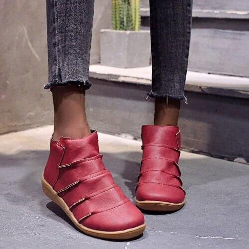 Winter Snow Boots Genuine Leather Ankle Spring Flat Shoes Woman Short Vintage Boots with Fur 2021 for Women Lace Up Boots