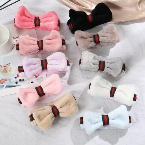 2021 Wash Face Hair Holder Hairbands Soft Coral Fleece Bow Knotted Ears Headband For Women Girls Turban Fashion Hair Accessories