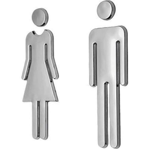 1 Set Toilet Door Sign Adhesive Plaque MEN and WOMEN Loo Bathroom Restroom Door Sticker Mayitr