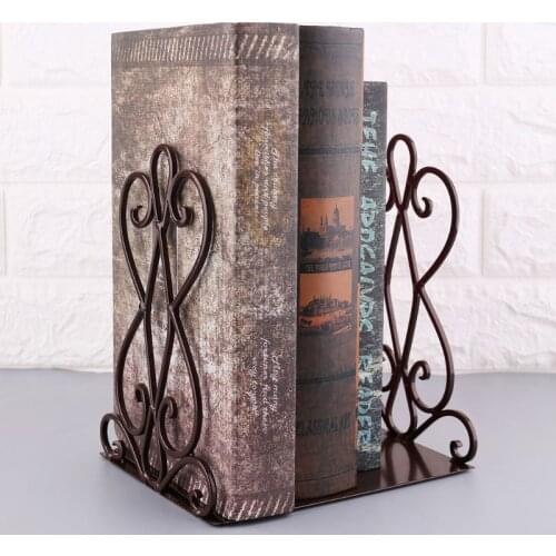 1 Pair Portable Metal Bookends Book Stand Holder Desktop Rack Shelf For Home Office Supplies