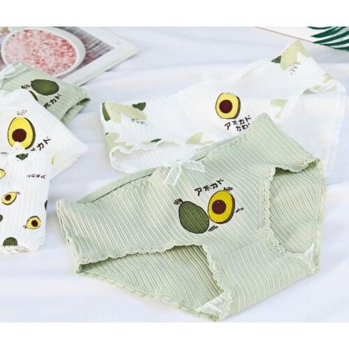 1PC Medium Waist And Large Size Underwear Womens Cotton Crotch Japanese Simple Briefs Cartoon Buttocks Girls Pants