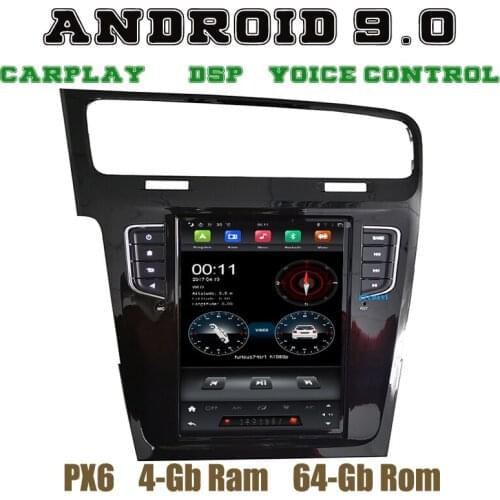 10.4" PX6 Tesla Style android 9.0 carplay car radio gps player for VW golf 7 2013 2014 2015 2016 2017 with DSP WIFI USB 4+64G
