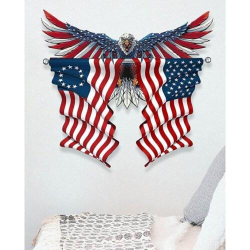 15 Inch American Flag Eagle Wall Art Hanging Patriotic Decor Adroiteet Metal American Flag Bald Eagle Wall Art