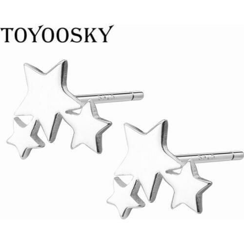 2019 Newest Glaxy Star Cluster 925 Sterling Silver Three Stars Stud Earrings Wholesale Sterling-silver-jewelry Studs Cool Gift