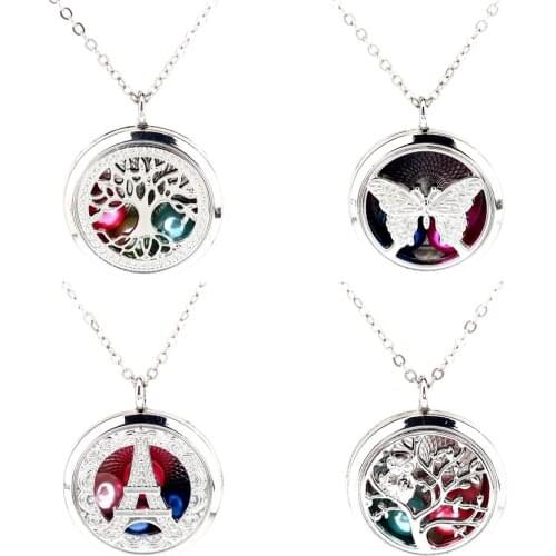 30mm Owl Tree Insect Aroma Pendant Necklace Magnetic Aromatherapy Essential Oil Diffuser Beads Locket Pendant