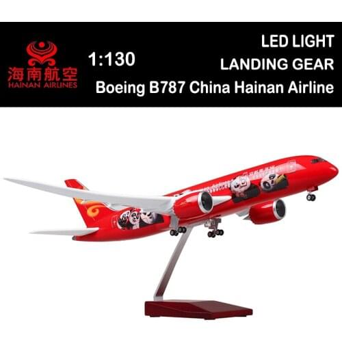 43CM 1/130 Airplane Boeing B787 China Hainan Airline Model Light Diecast Plane Collection Boys Toys Adult Gift Airliner Display