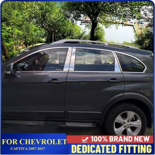 8Pcs/Set For Chevrolet Captiva 2007 to 2017 Window Trim Center Pillars B + C Pillar Cover Trims Car Stlying