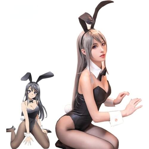 Anime Sakurajima Mai Rabbit Cosplay Costumes Halloween Women Black Sexy Jumpsuit Rascal Does Not Dream of Bunny Girl Senpai Cos