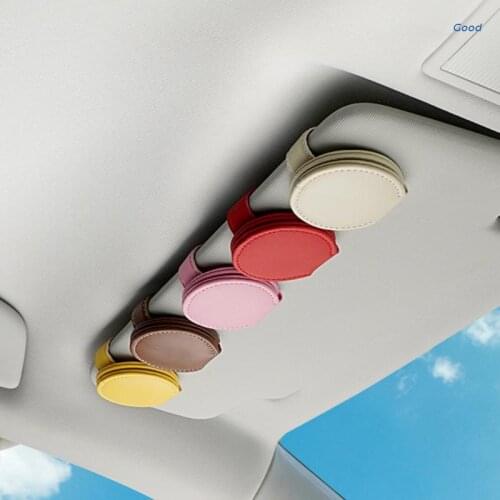 Car Sun Visor Glasses Clip PU Leather Sunglasses Spectacle Frame Ticket Card