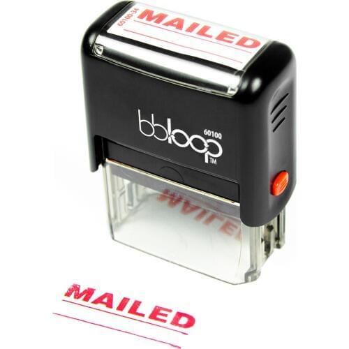 BBloop Stamp "MAILED" Self-Inking, Rectangular. RED Ink