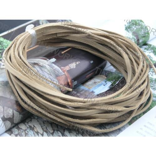 FREE SHIPPING 5*2MM Square Natural Color Real Leather Cord 100meters