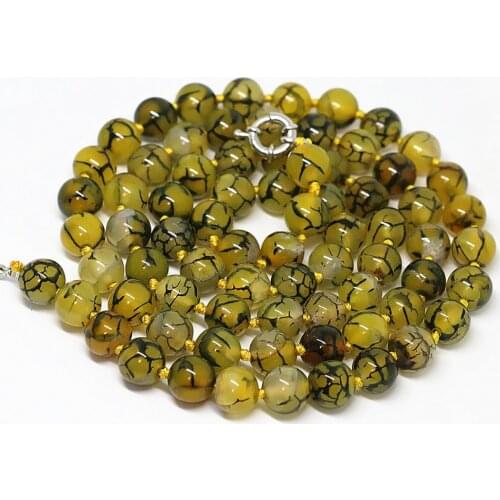 Bohemia yellow veins dragon agat carnelian onyx round beads 8,10,12mm long chain necklace fashion jewelry 35inch B1472