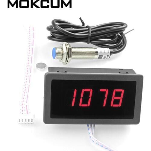 4Bit Digital LED Tachometer Motor RPM Speed Meter+Hall Switch Sensor motor speedometer counter tachometer