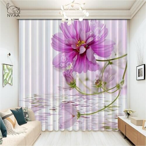 Elegant Flowers Window House Curtain Screen Partition Pink Curtain Bedroom Elegant Drapes For Salon Panel Curtain Micro Shading