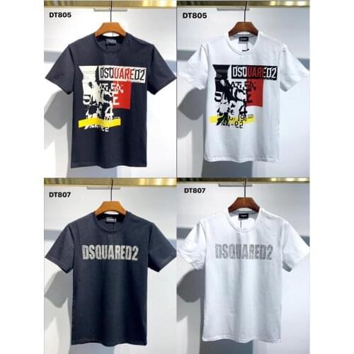 DSQUARED2- Men Women Pure Cotton T Shirt O Neck Short Sleeve Shirt Street Hip Hop Style Authentic DSQ T-shirt