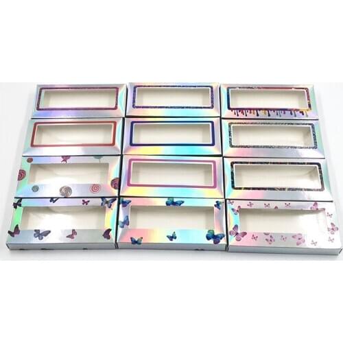 Eyelash Box Laser Bronzing 50PCS Eyelash Packaging Box Bulk False Eyelash Box Wholesale Eyelashes Box Package Customized Lashes