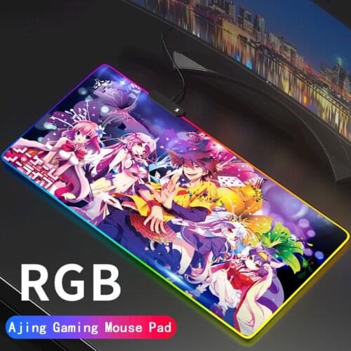 Sexy Anime NO GAME NO LIFE Large RGB Gaming Glow Mouse Pad Gamer Mousepad LED Light USB Wired Non-Slip Mause Mice Support DIY