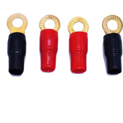 Round Car Wiring Harness Connector Ring Terminal Copper Tubular Terminals Audio Cable Connectors Refit O Style Block 0GA 8GA 4GA