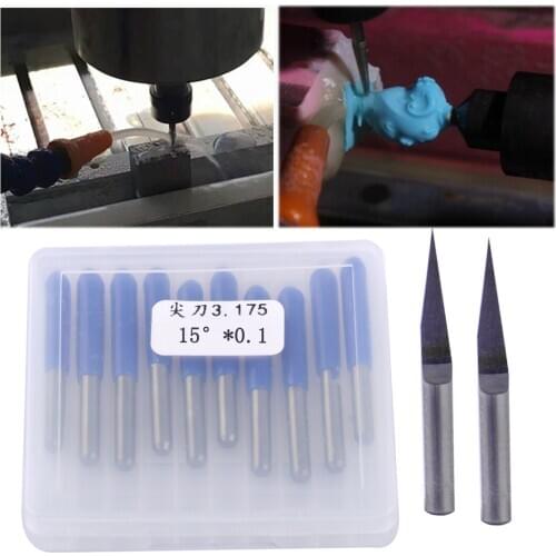 LETAOSK High quality 10pcs New Tungsten Steel V-Shape 15 Degree 0.1mm PCB Engraving Bit CNC Router Tool