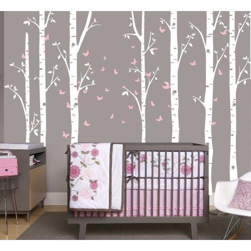 Flying Butterflies Art Wall Stickers Home Livingroom Special Art Decor Sweet Wall Decals With Nursery Tree Pattern Mural Wm-575