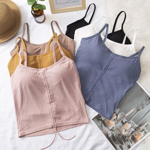 Summer Women Sexy Camis Drawstring Short Style Lingerie Breathable Solid Ladies Camisole Underwear Crop Top Female