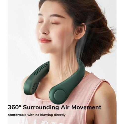 Mini Neck Fan Portable Bladeless Fan Rechargeable Leafless Hanging Fans Air Cooler Cooling Wearable Neckband Fans