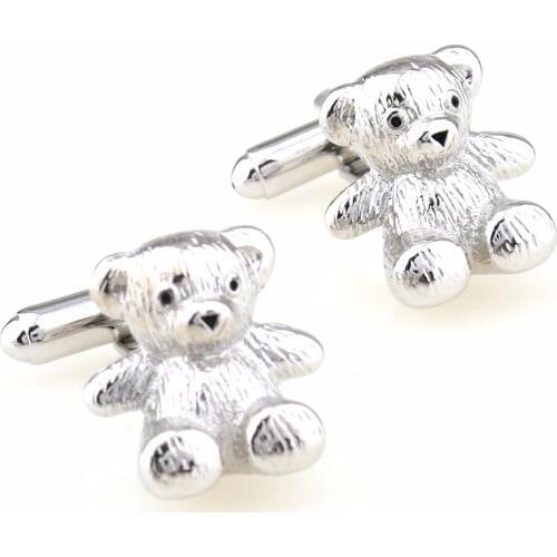 Fashion Silver Color Bear Cufflinks Both Men and Women High-grade Cufflinks Customization High Quality