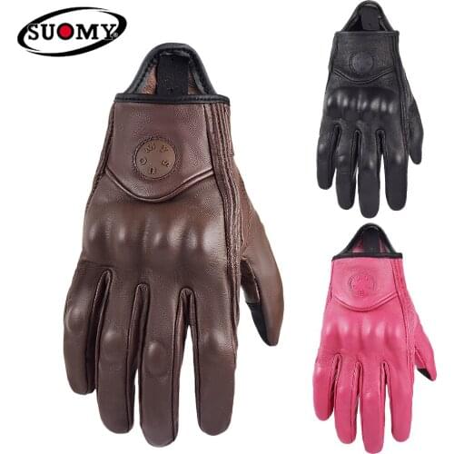 Men Women 4 Season Retro Goat Leather Motorcycle Gloves Driving Supertech Racing Glove Motorbike Racing Bike Knight Guantes Moto