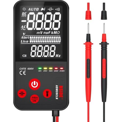 ADMS9CL Multimeter TRMS 9999 Counts Ultra-Portable Ohm Volt Amp Tester for Measuring Voltage Current Resistance Capacitance
