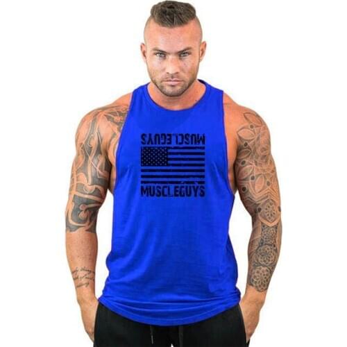 Men Tank Tops Printed Letter Sleeveless Shirts Summer Gym Clothing Bodybuilding Undershirt Casual Fitness Tanktops Tees