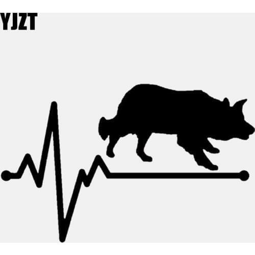 YJZT 14.4CM*9CM Cool Border Collie Lifeline Heartbeat Vinyl Black/Silver Car Sticker C22-1138