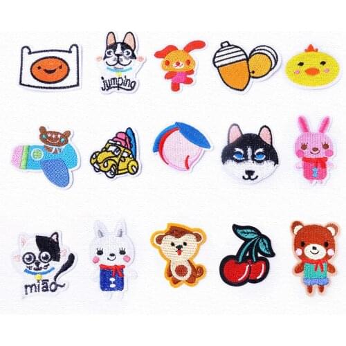 50pcs/Lot Rabbit Monkey Dog Rainbow Embroidery Patches Letters Clothing Decoration Accessories Diy Iron Heat Transfer Applique