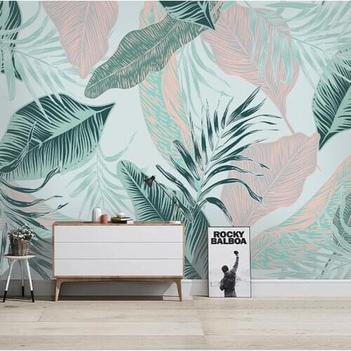 Custom 3D Mural Wallpaper Blue Watercolor Hand Painted Leaves Photo Fresco Bedroom Study Room Living Room Decoration Wall Paper