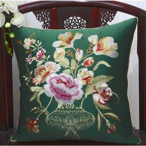 New Fine Embroidered Cushion High End Sofa Seat Chair Lumbar Back Cushion Europe style Cloth Art Pillow Home Office Decoration