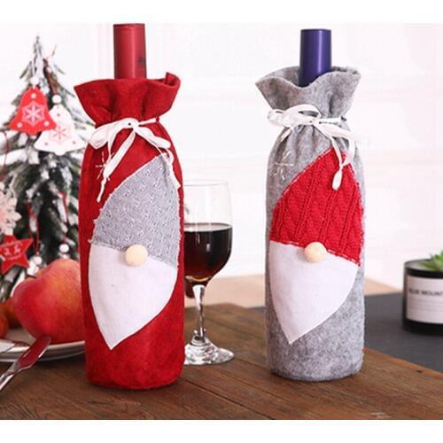 New Year Wine Bottle Cover Creative Decoration Embroidery Santa Claus Christmas Wine Set Gift Bag Christmas Decoration