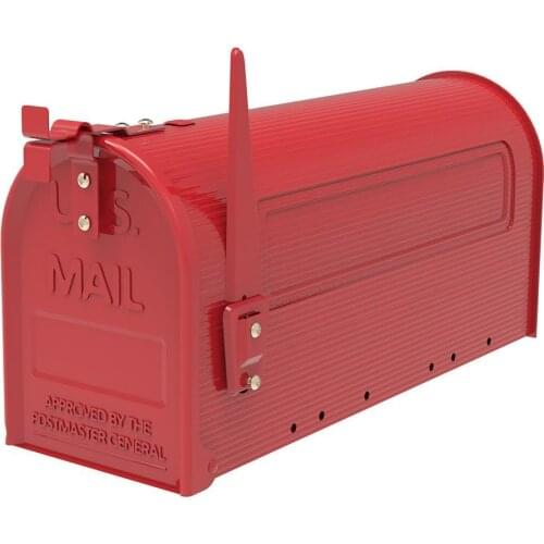 Brand New and High Quality Durable Iron Mailbox Red Post Letter Box Garden Décor