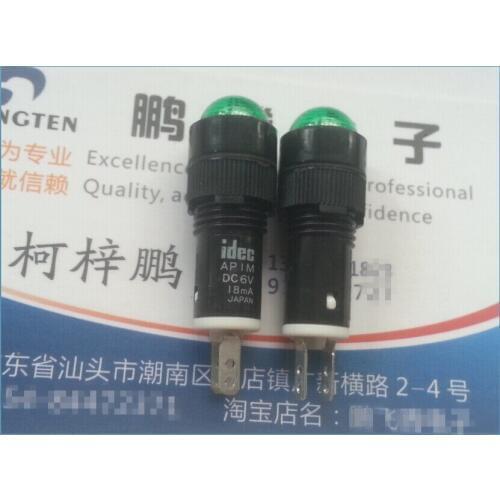 Original new 100% indicator button switch AP1M266G 6V18MA green round head shape