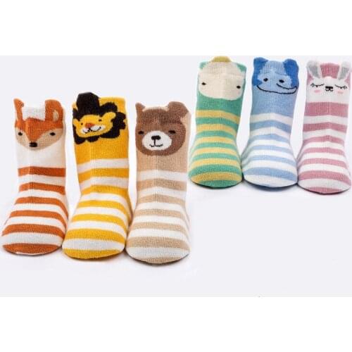2021 Autumn Cartoon Casual Socks Newborn Accessories Baby Girl Boys Cute Socks Toddler Striped Foot Socks Calcetines Bebe