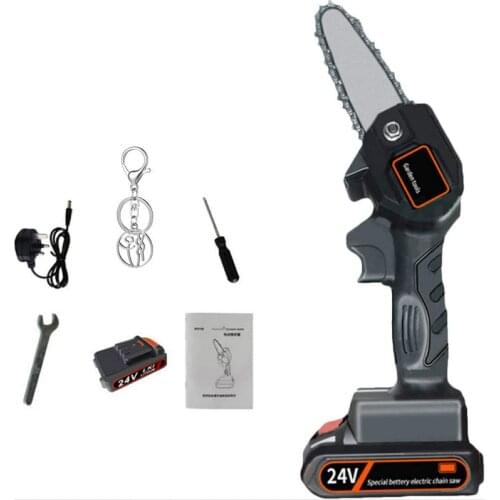 24V Mini Chainsaw Electric Saw Cordless Handheld Rechargeable Lithium Battery for Wood Cutting Fruit Tree Pruning and Logging