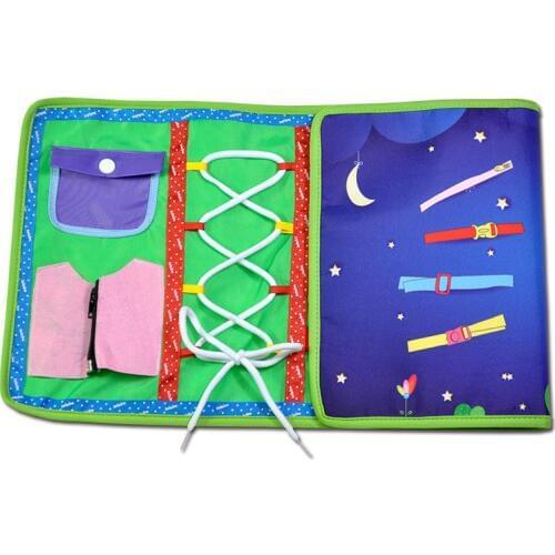 Kids Busy Board Montessori Educational Toys Zip Buckle Toy Cloth Quiet Book Toddler Dressing Teaching Aids Early Preschool Teach