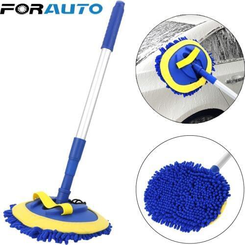 FORAUTO Car Cleaning Brush Telescoping Long Handle Car Wash Brush Cleaning Tools Chenille Broom Auto Accessories Cleaning Mop